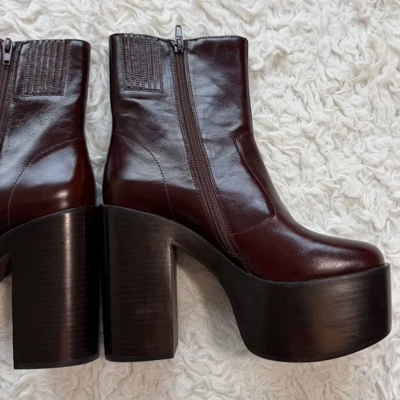 JEFFREY CAMPBELL Mexique Brown burgundy Leather Platform Boots US size 7.5 - Picture 5 of 9